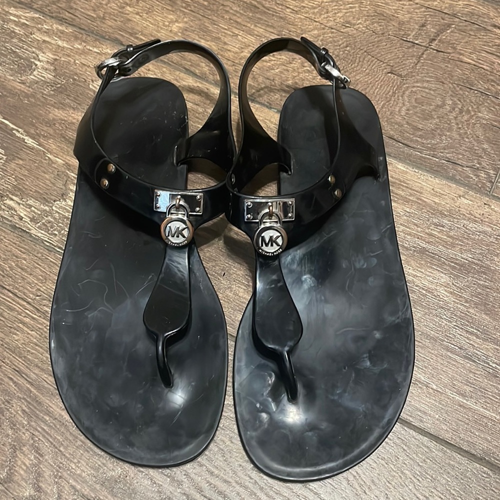 Michael Kors Black Rubber Sandal Flip Flop Sz8